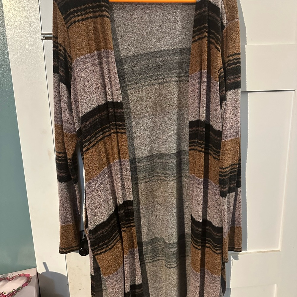 Striped Open-Front Cardigan Sweater